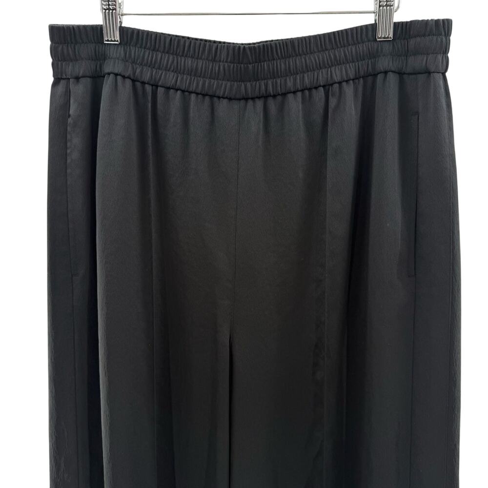 Alexander Wang Designer Wide Leg High Waisted Pull On Pants Old Money Blk Size L - Picture 3 of 10